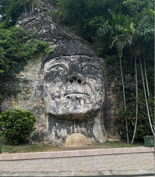 Giant Taíno stone face carving Puerto Rico